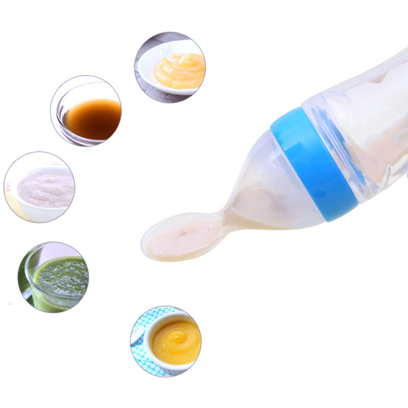 Silicone Baby Squeeze Feeding Bottle Spoon Feeder