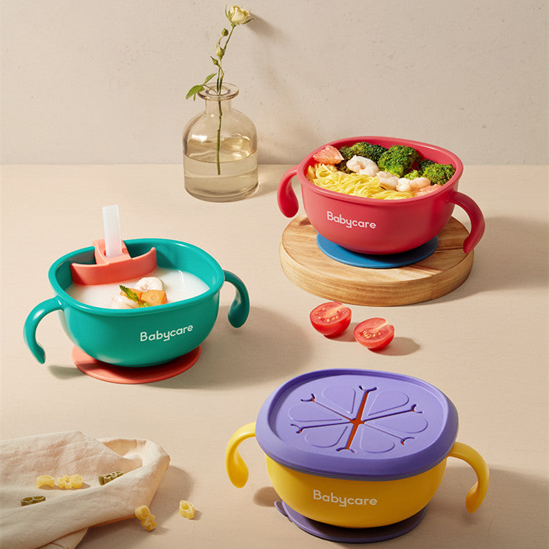 3-in-1 Baby Suction Snack Bowl with Straw