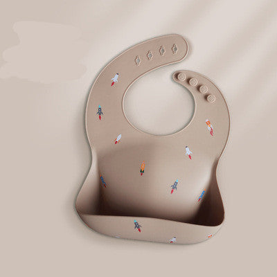 Baby Waterproof Silicone Feeding Bib with Pocket