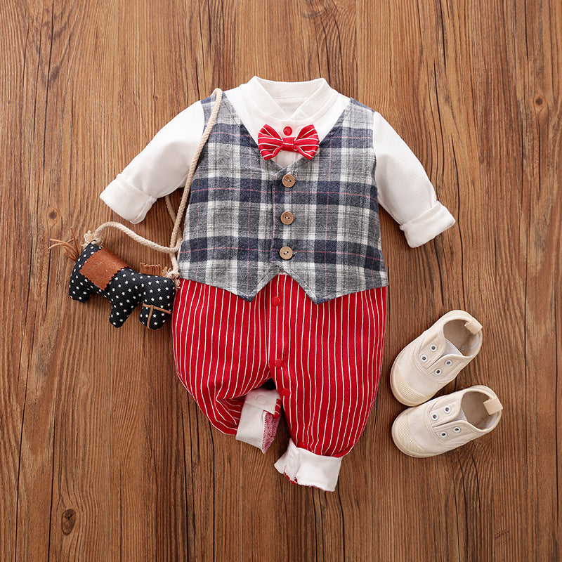 Baby Long-Sleeve Spring & Autumn Gentleman Romper