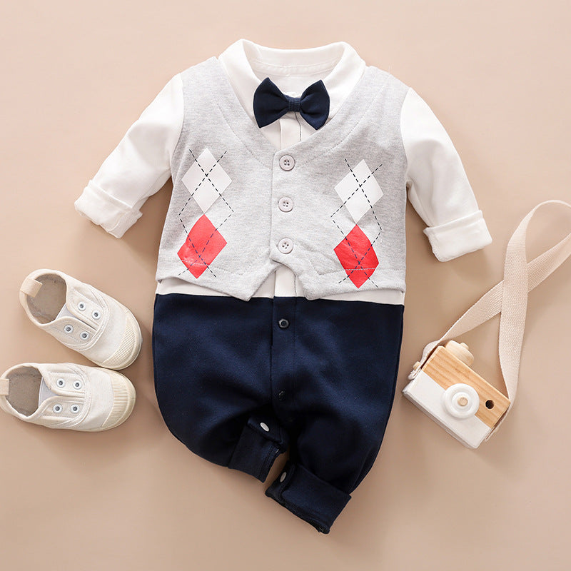 Baby Long-Sleeve Spring & Autumn Gentleman Romper