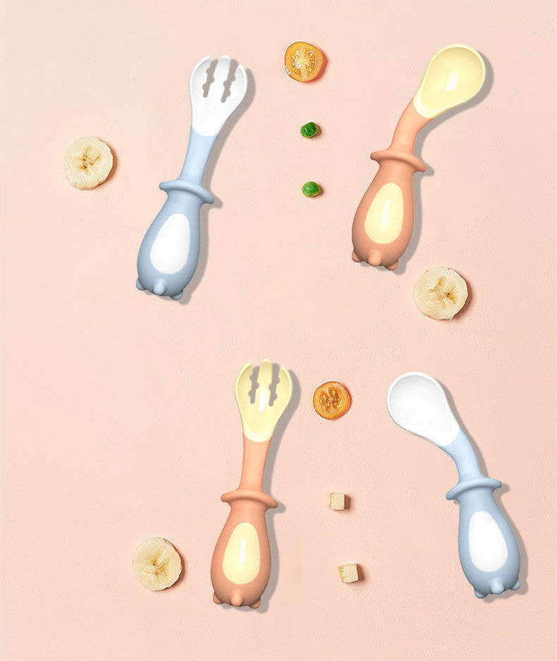 Baby Feeding Training Fork and Spoon Set