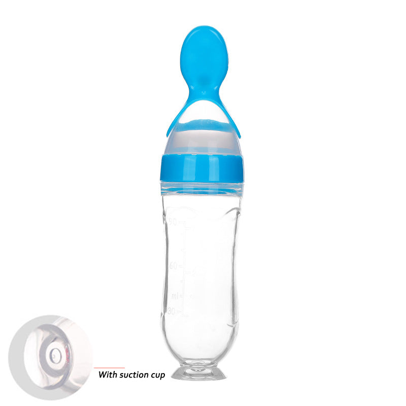 Silicone Baby Squeeze Feeding Bottle Spoon Feeder