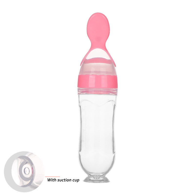 Silicone Baby Squeeze Feeding Bottle Spoon Feeder
