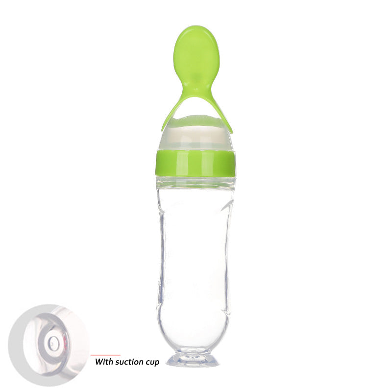 Silicone Baby Squeeze Feeding Bottle Spoon Feeder