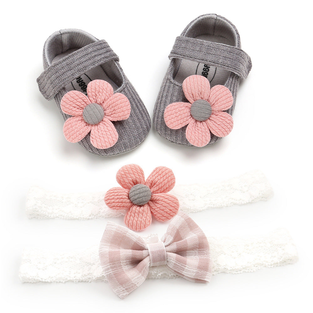Baby Hairband and Toddler Shoes Set