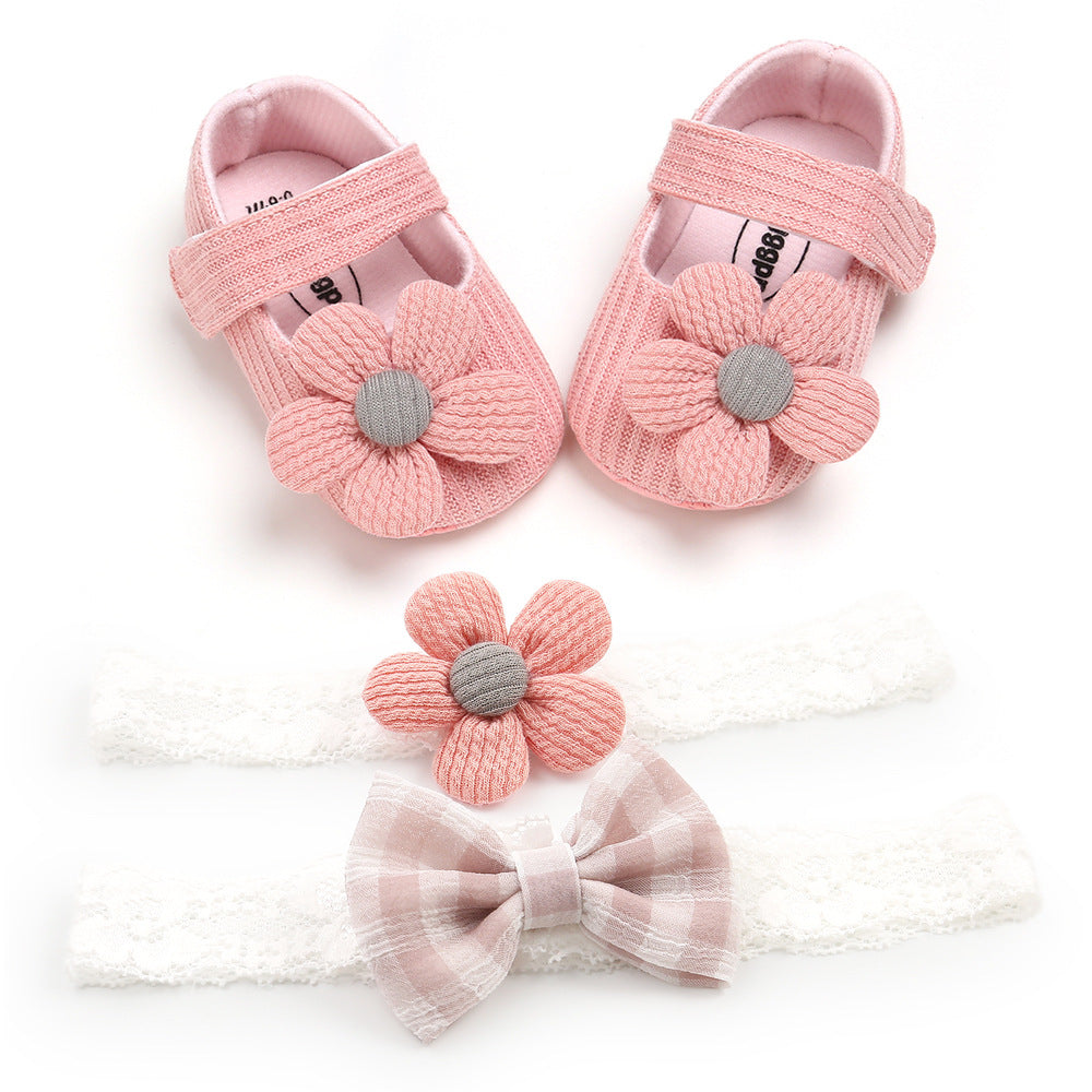 Baby Hairband and Toddler Shoes Set