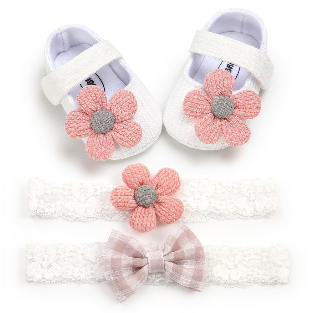 Baby Hairband and Toddler Shoes Set