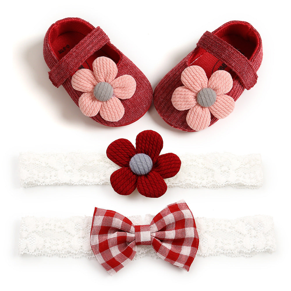 Baby Hairband and Toddler Shoes Set