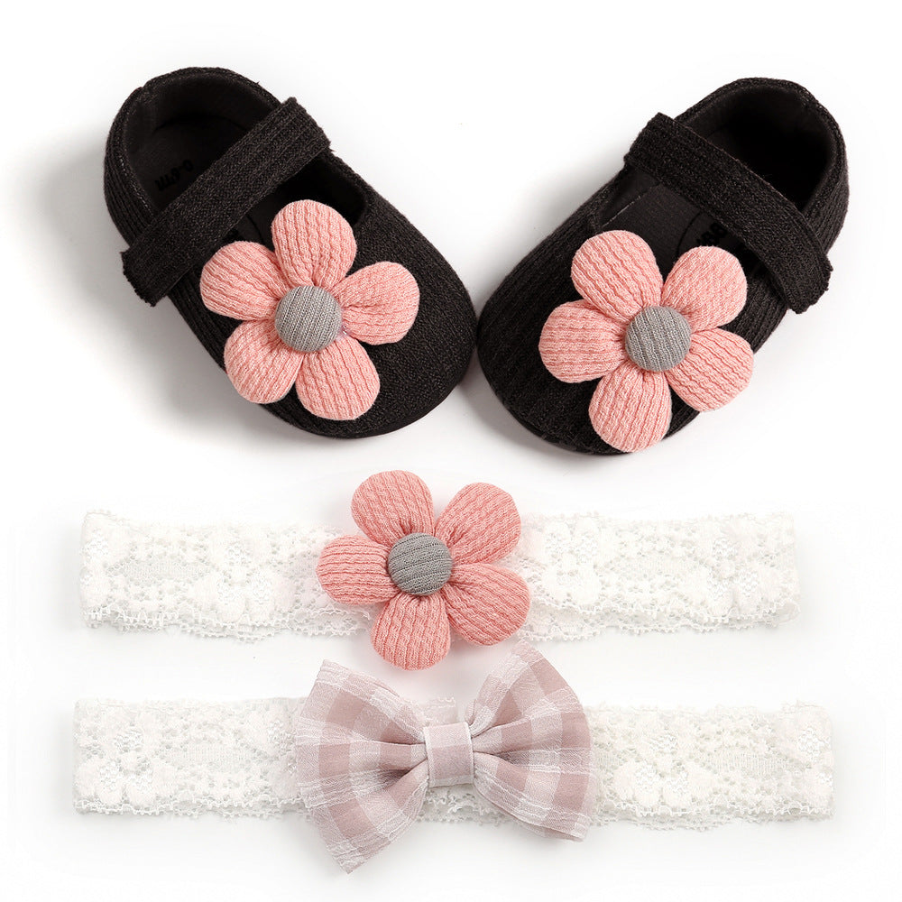 Baby Hairband and Toddler Shoes Set