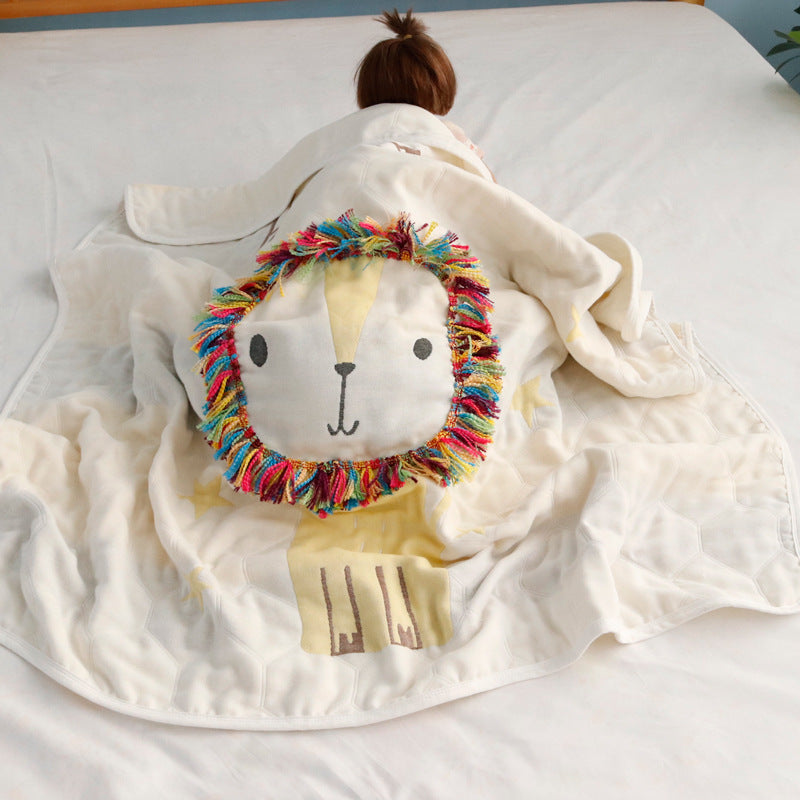3D Lion Cotton Muslin Blanket