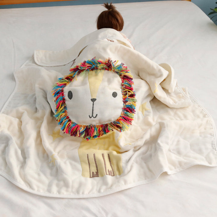3D Lion Cotton Muslin Blanket