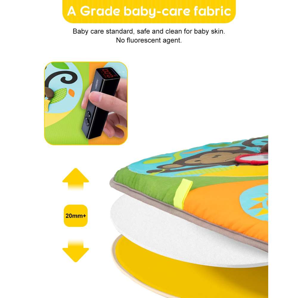 Keeygo Baby Play Mat Zoo Theme Sensory Infant Toys Keep Baby Occupied Toddler Activity Gym Develop Neck Strength Play Gym For Babies 0-6 Months Washable Baby Gyms  Playmats