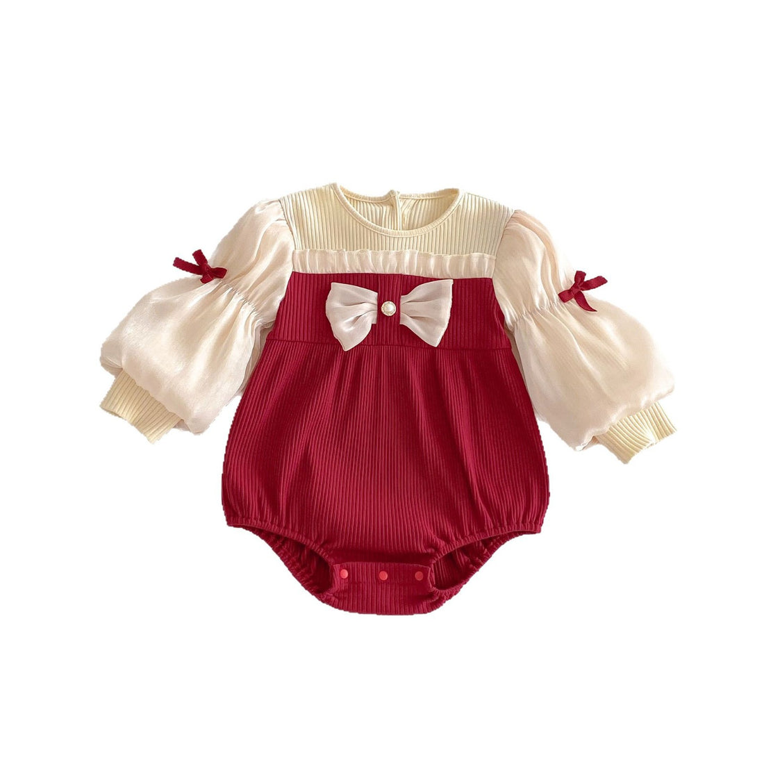 Baby Bow Puff-Sleeve Romper