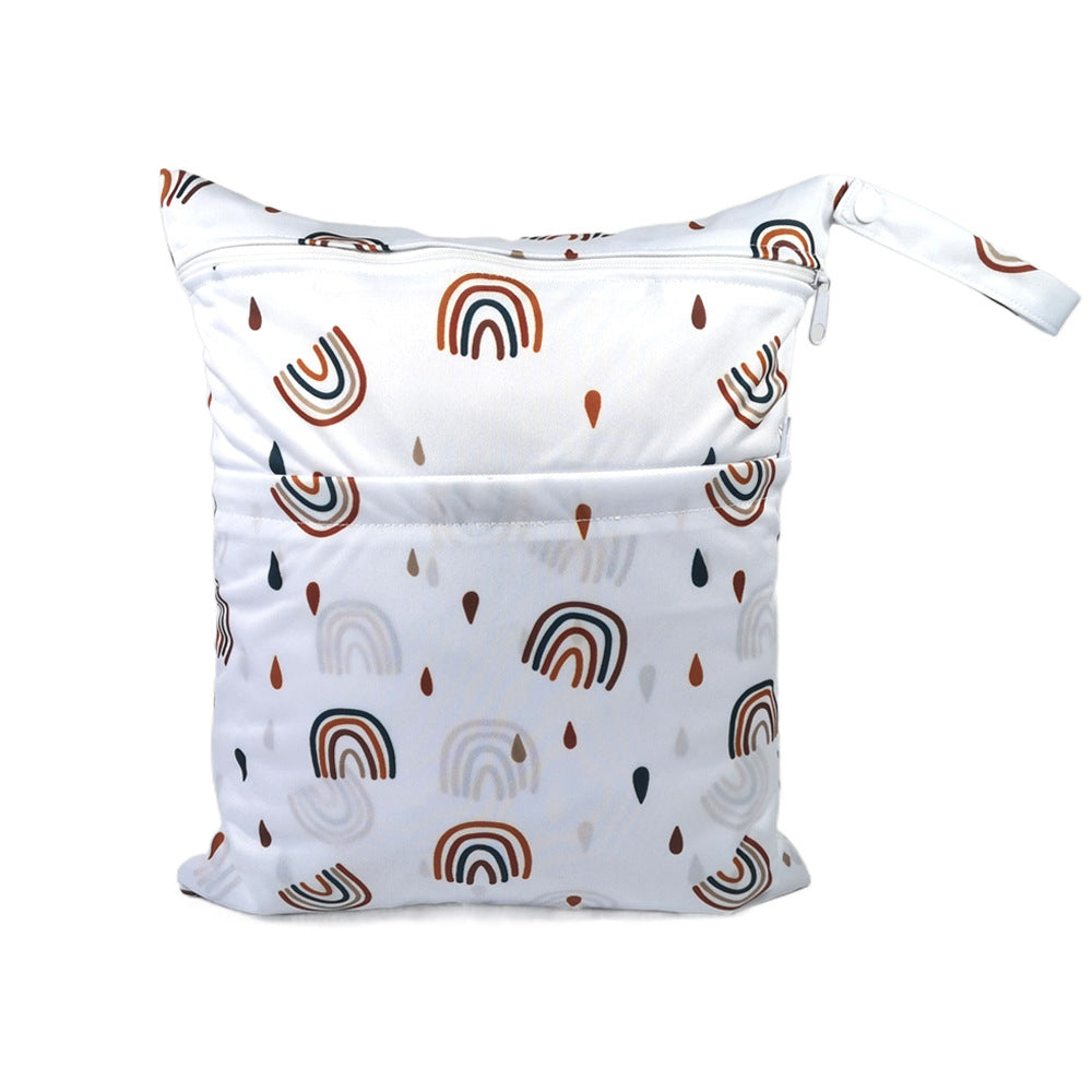New Cartoon Printed Baby Double Zipper Diaper Bag