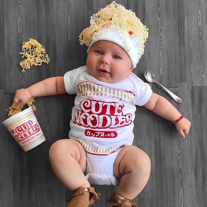Baby Short Sleeve CUTE NOODLES Triangle Rompers