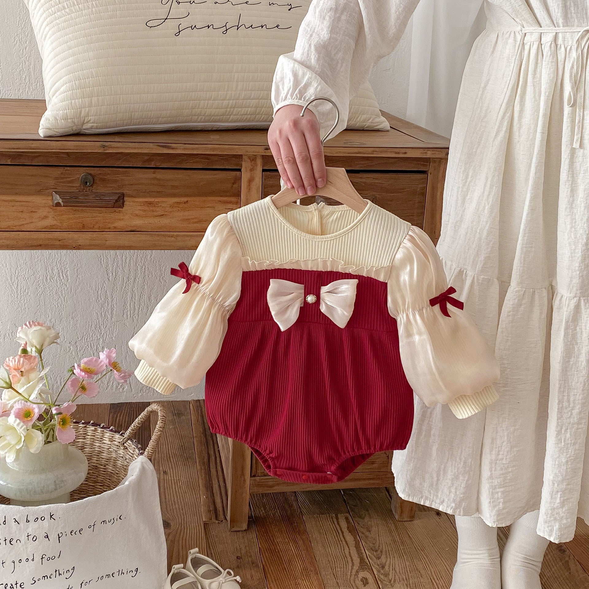 Baby Bow Puff-Sleeve Romper