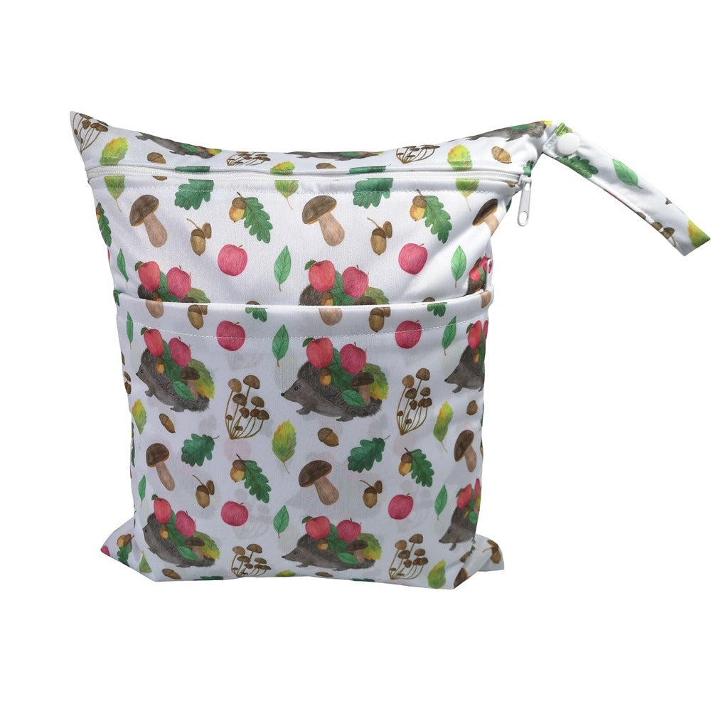 New Cartoon Printed Baby Double Zipper Diaper Bag