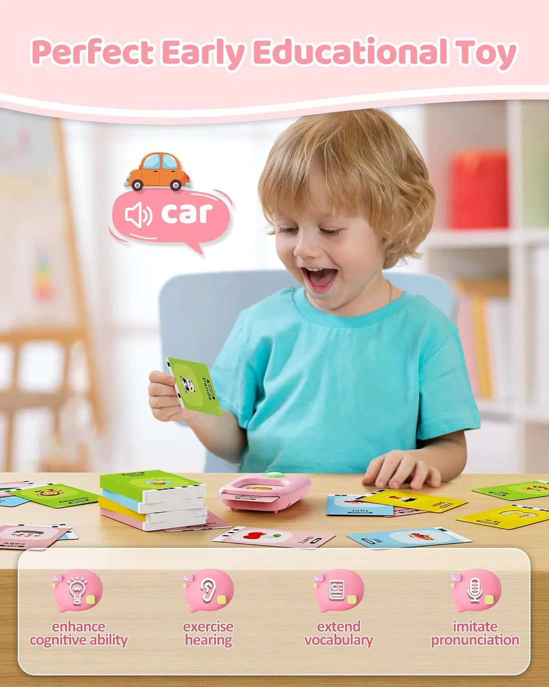 Talking Flash Cards,Kids Toddler Flash Cards With 224 Sight Words,Montessori Toys,Autism Sensory Toys,Speech Therapy Toys,Learning Educational Gifts For Age 1 2 3 4 5 Years Old Boys And Girls