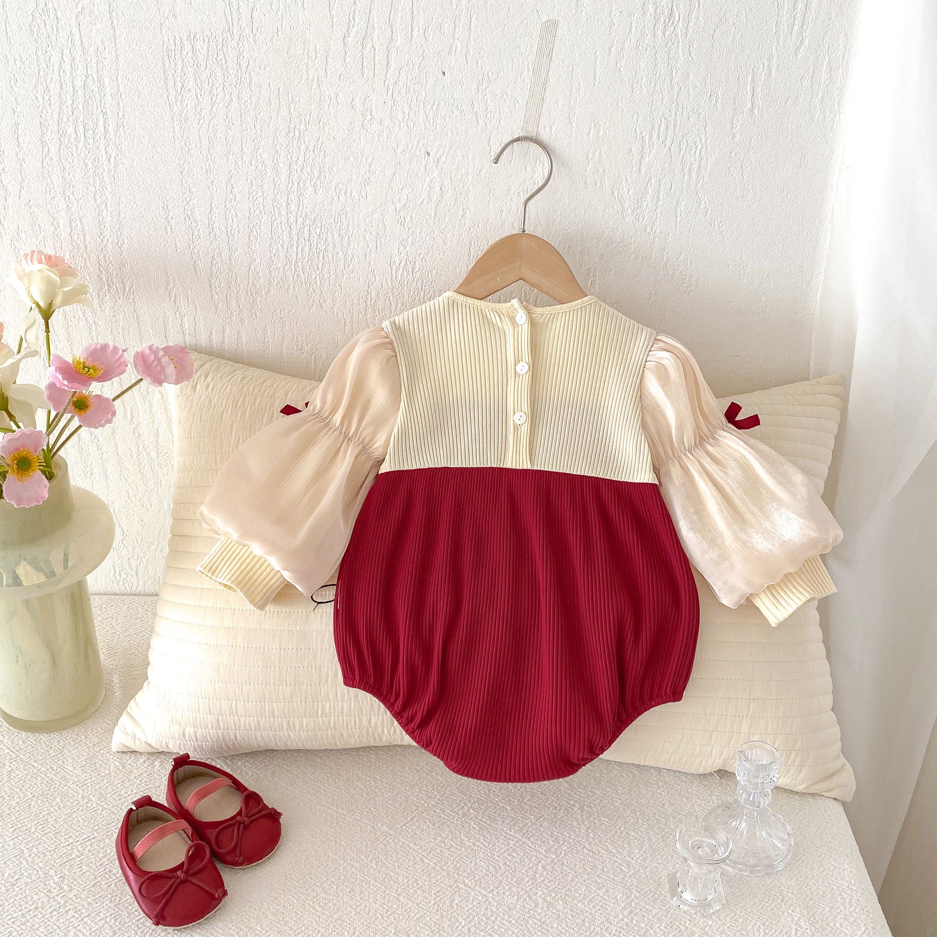 Baby Bow Puff-Sleeve Romper