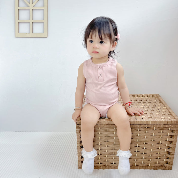 Sunken Stripe Vest Baby Pure Cotton Rompers Female