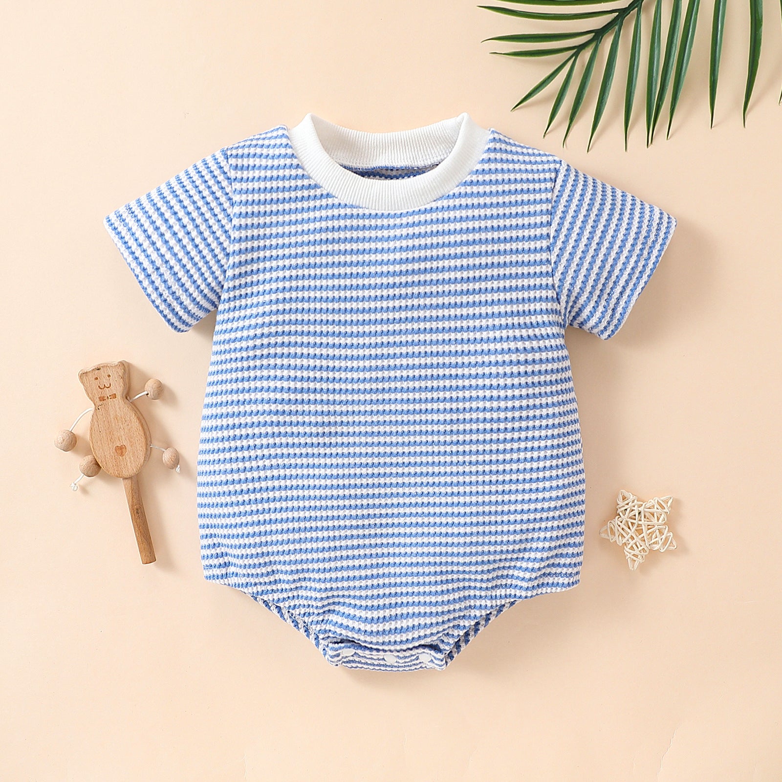 Baby Striped Cotton Short-Sleeve Romper