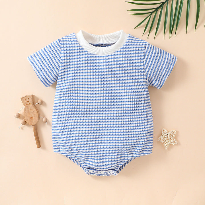 Baby Striped Cotton Short-Sleeve Romper