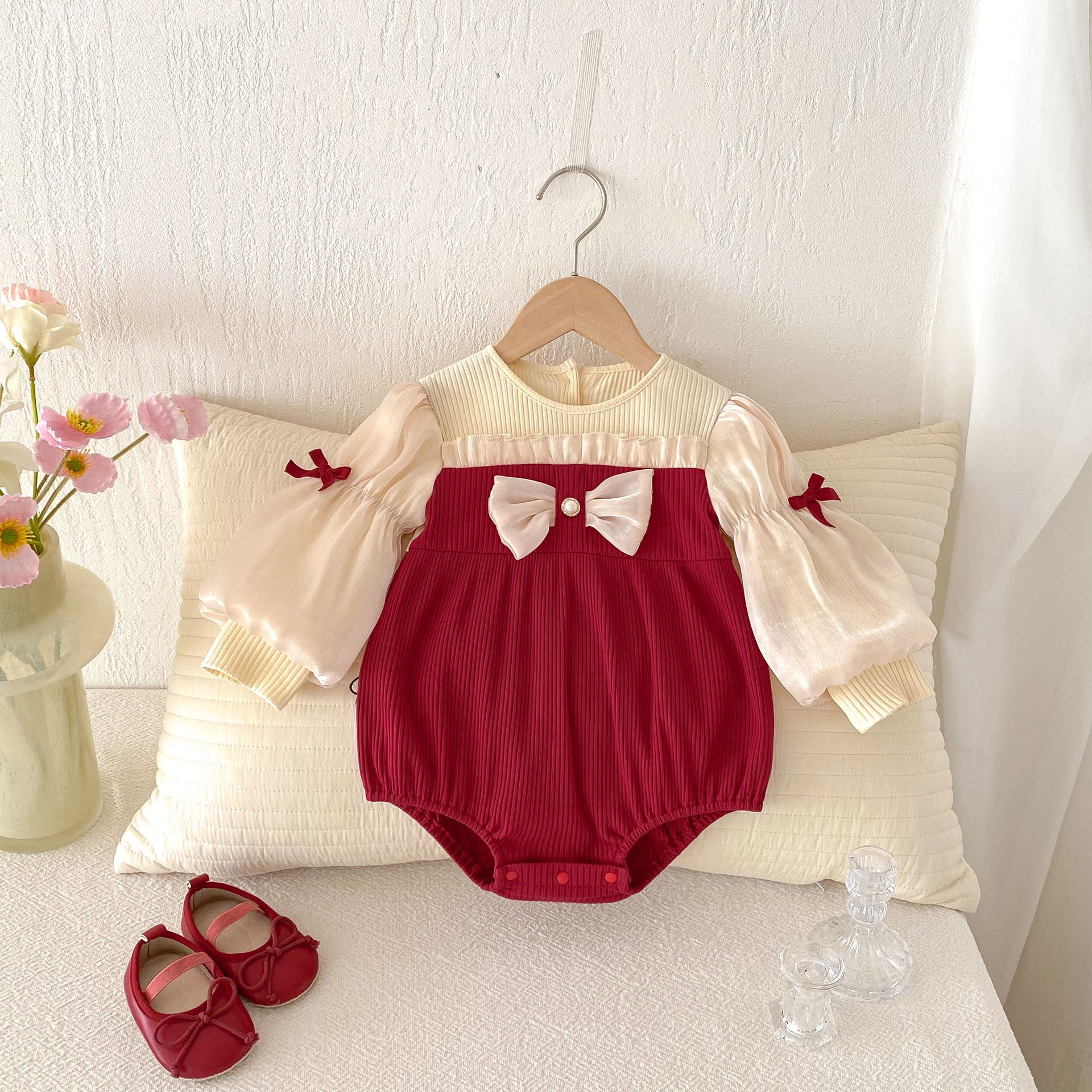 Baby Bow Puff-Sleeve Romper