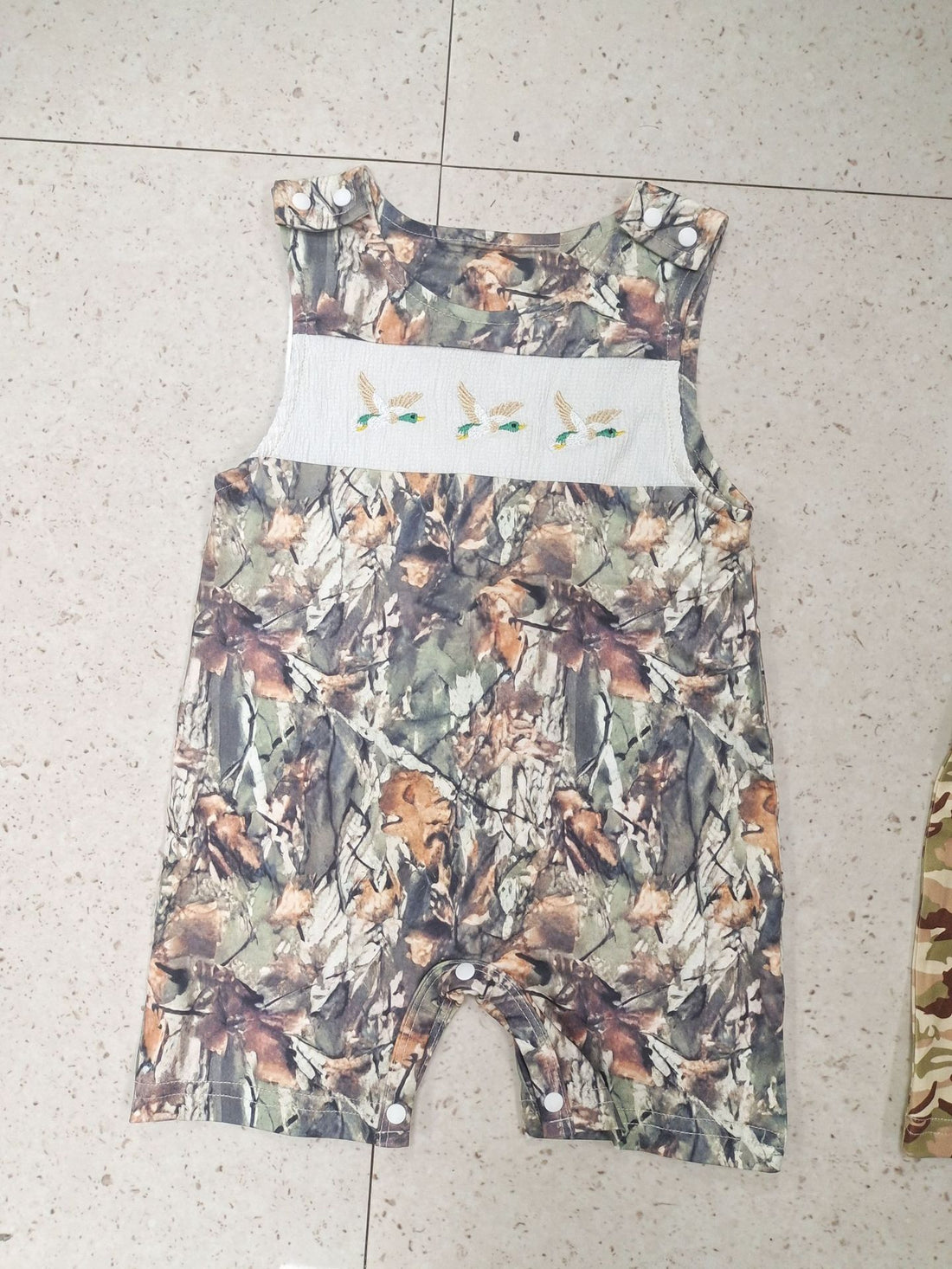 Infant Toddler Sleeveless Duck Embroidered Romper