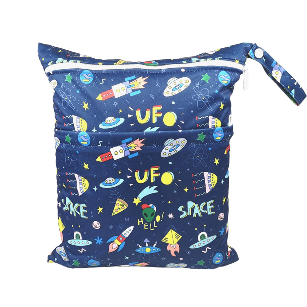 New Cartoon Printed Baby Double Zipper Diaper Bag